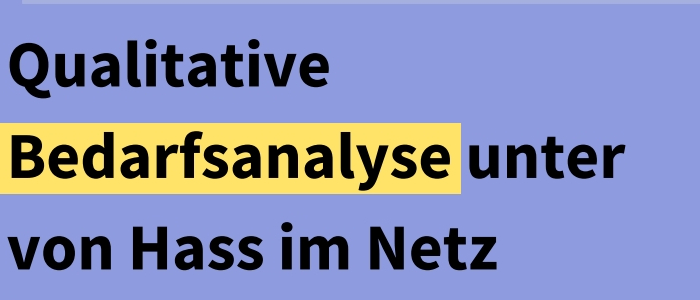 Bedarfsanalyse unter von Hass im Netz betroffenen Communities